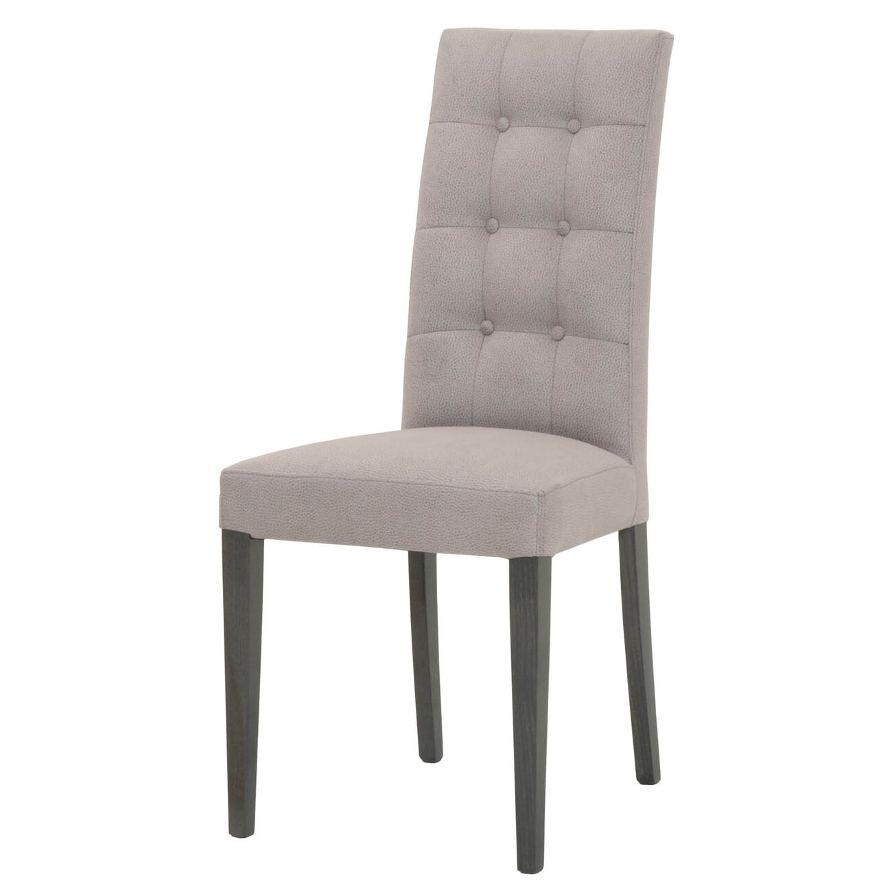 Fabric Upholstery Dining Chair With Button Tufted Back, Gray, Set Of Two