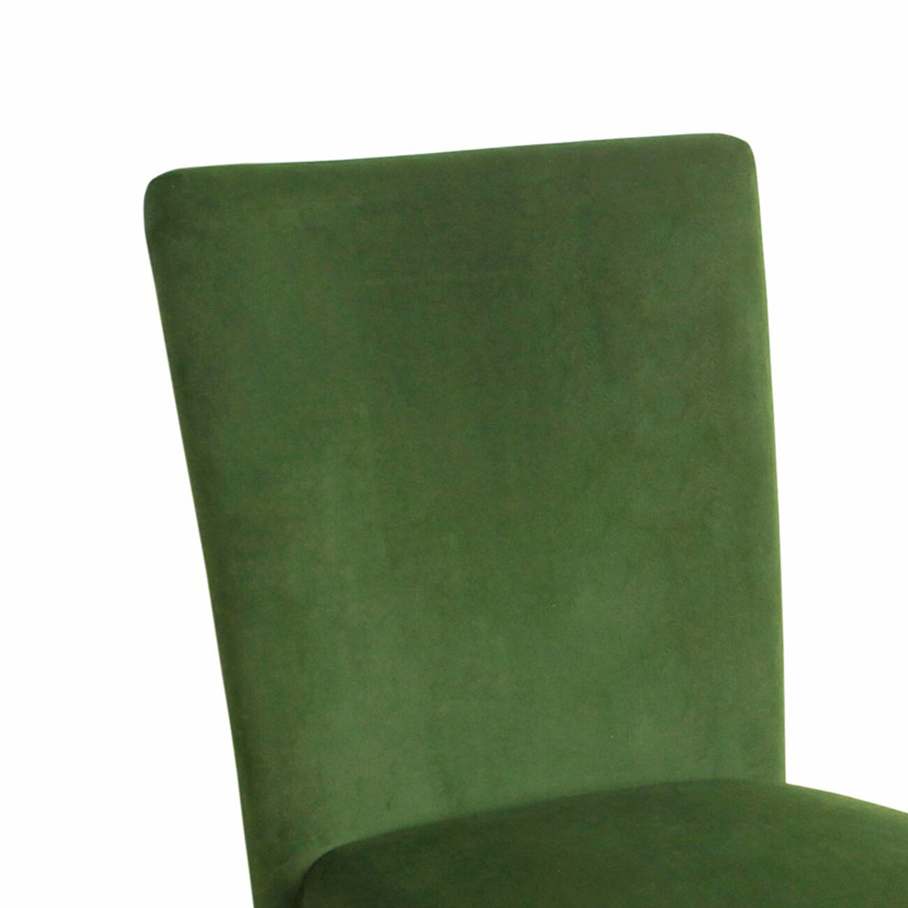 Velvet Upholstered Parson Dining Chair with Wooden Legs, Green and Brown, Set of Two
