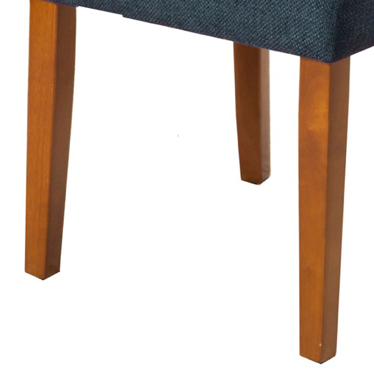 Fabric Upholstered Parson Dining Chair with Wooden Legs, Navy Blue and Brown, Set of Two
