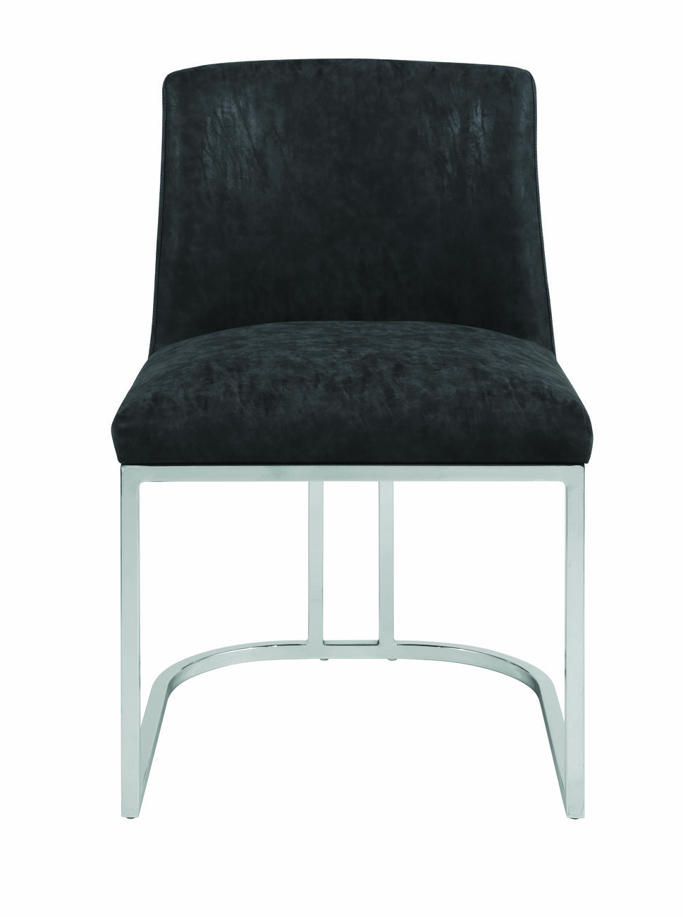 Leatherette Upholstered Dining Chair with Metal Cantilever Base, Black and Silver