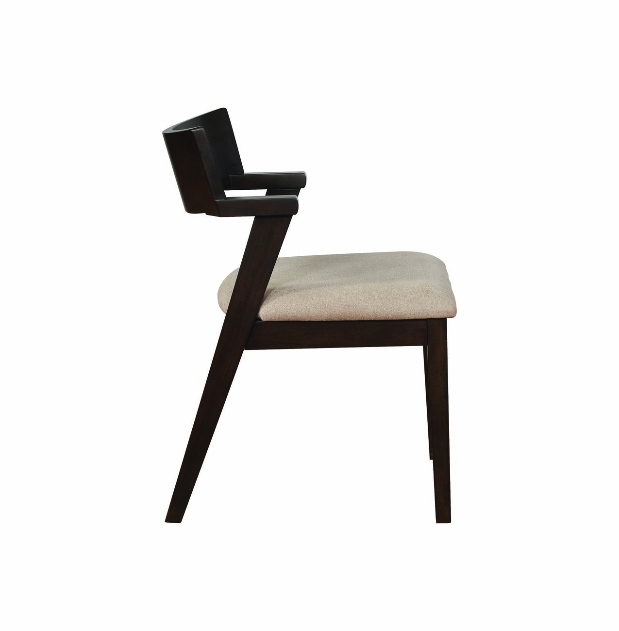 Wooden Dining Chair with Fabric Upholstered Seat and Z Inspired Back, Brown, Set of Two
