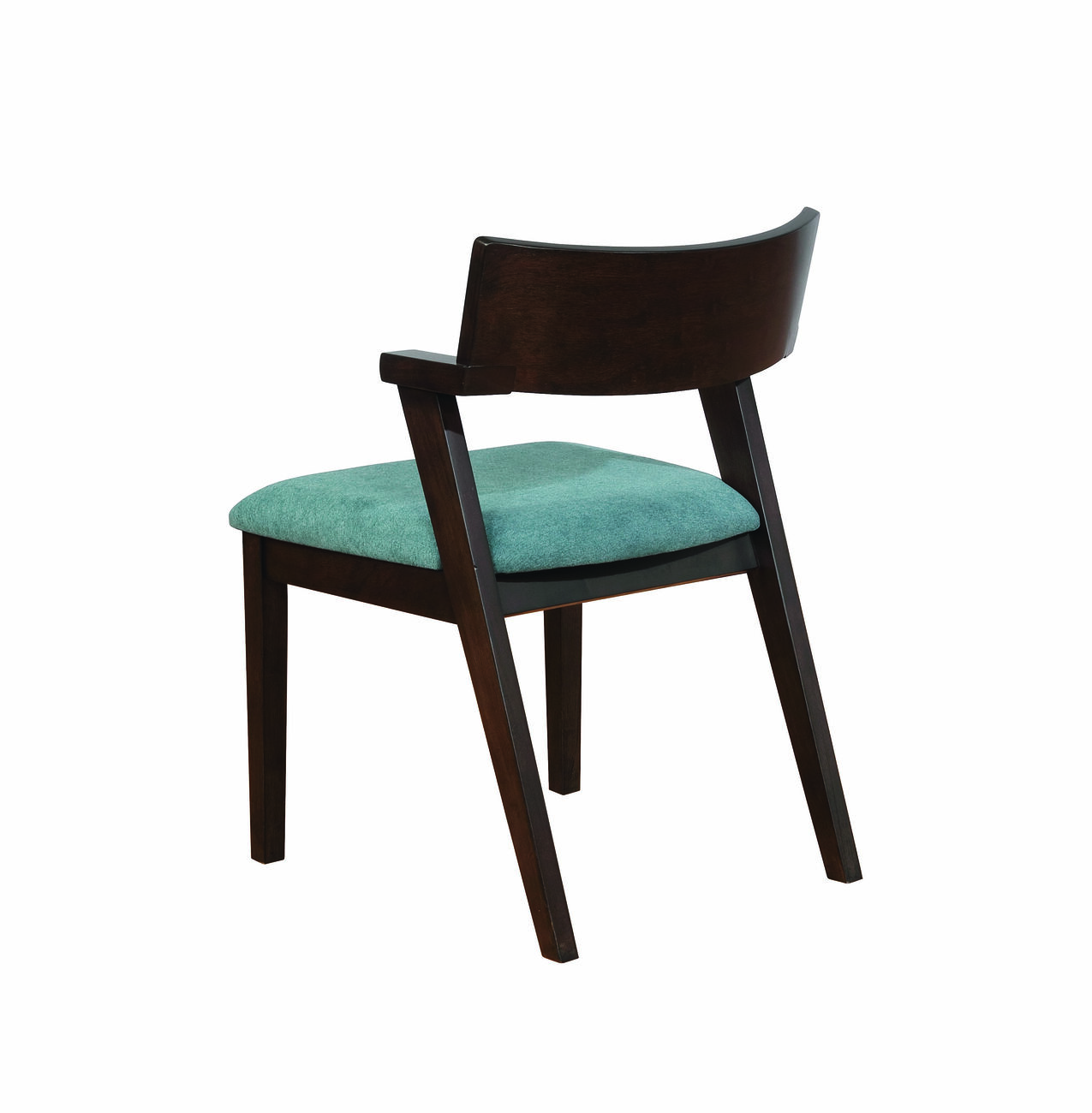 Wooden Dining Chair with Fabric Upholstered Padded Seat, Teal Blue and Brown, Set of Two