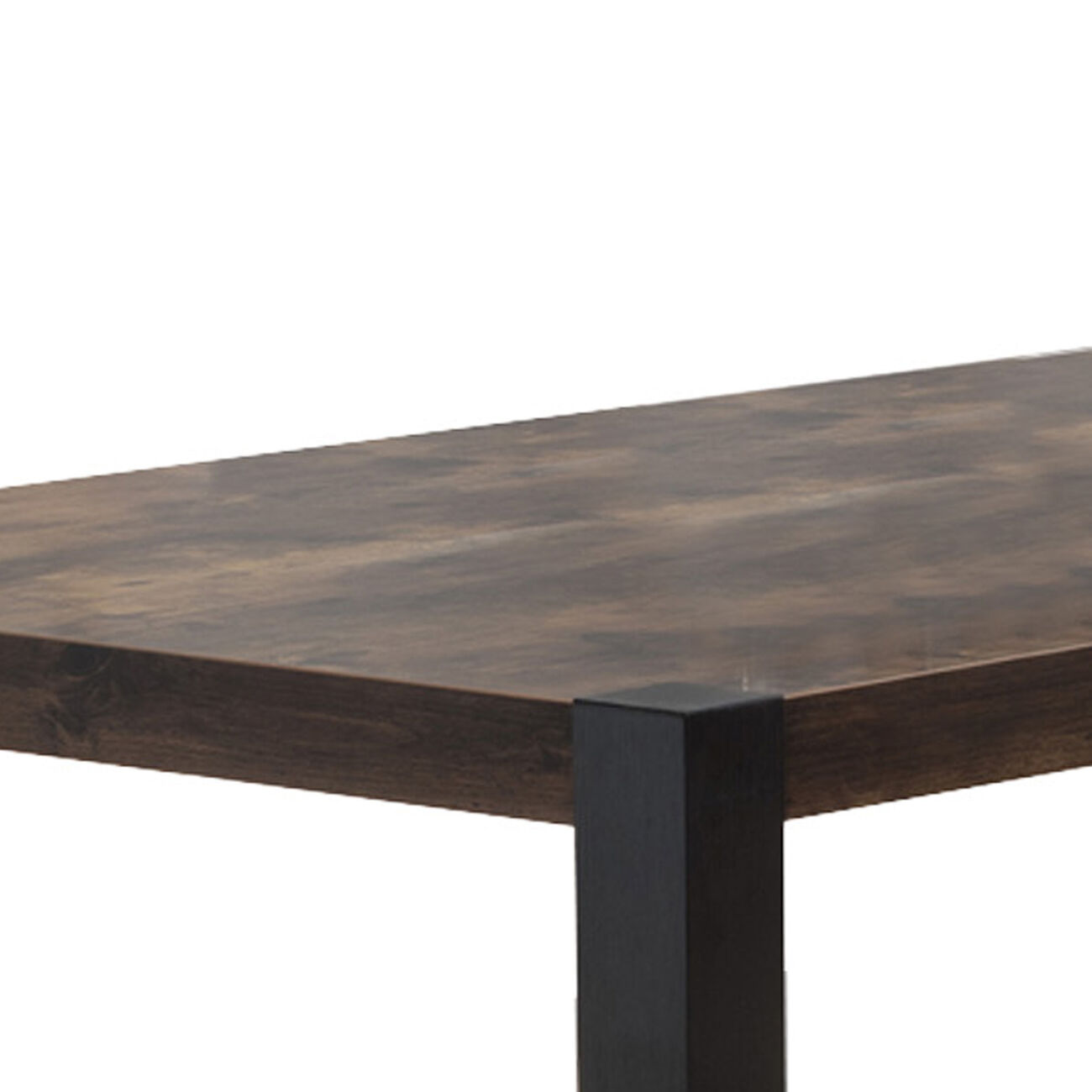 Wooden Dining Table with Straight Legs, Distressed Brown and Black