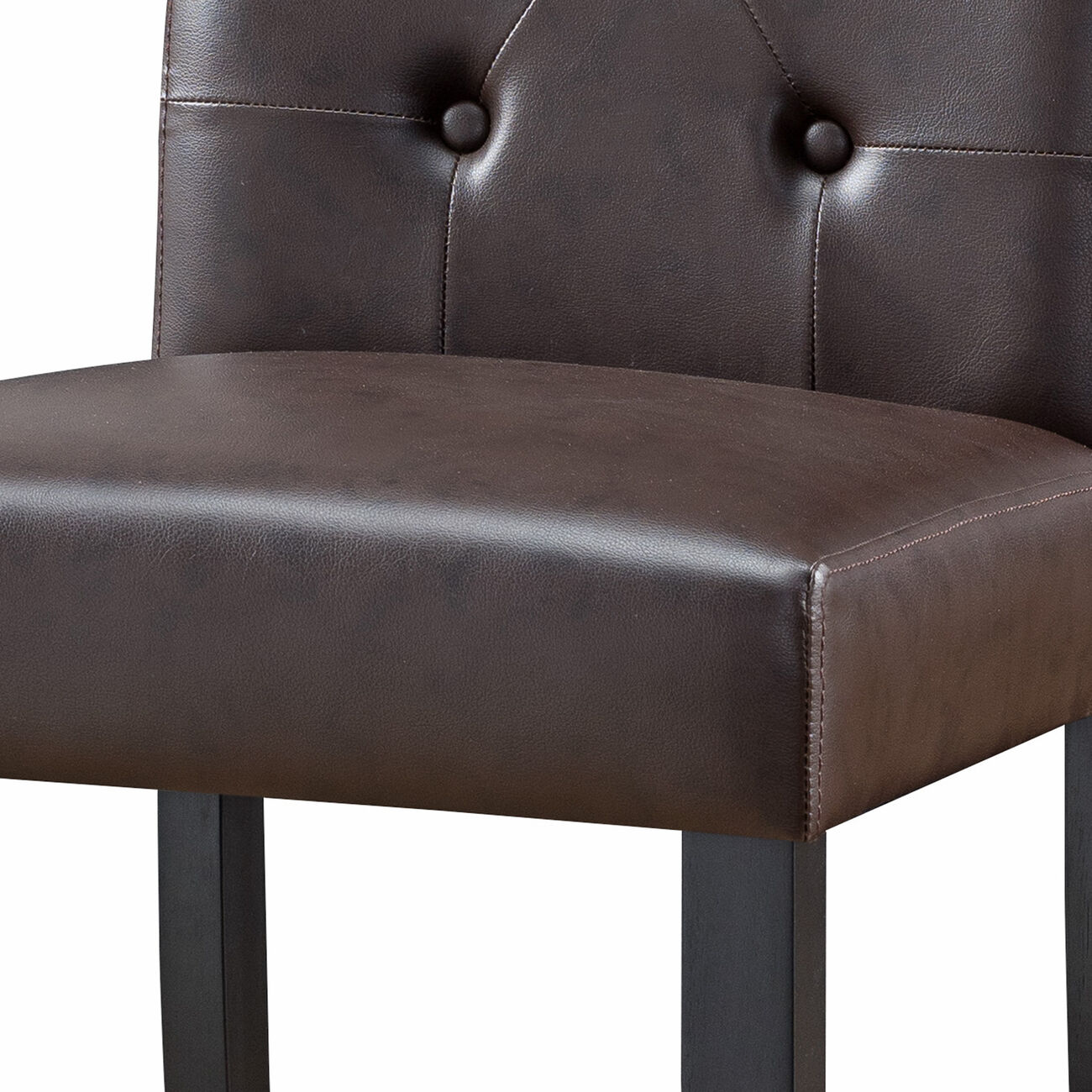 Leatherette Dining Chair with Tufted Back, Set of 2, Espresso Brown