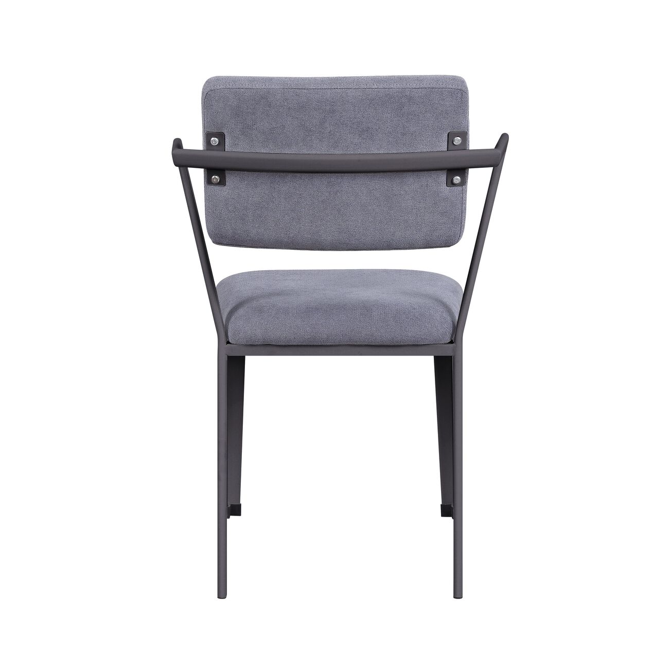 Fabric Upholstered Metal Dining Chair, Set of 2, Gray and Black