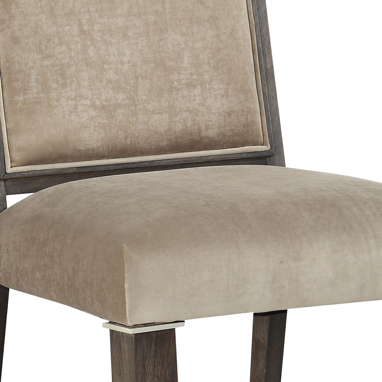 Wood and Fabric Upholstered Dining Chair, Set of 2, Brown and Beige
