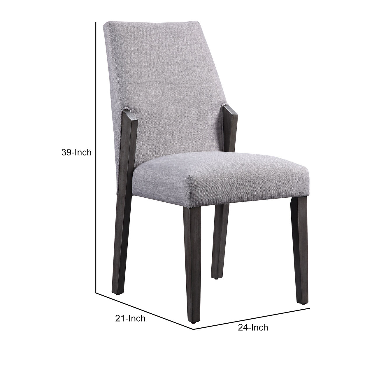 Wood and fabric Upholstered Dining Chairs, Set of 2, Gray and Black