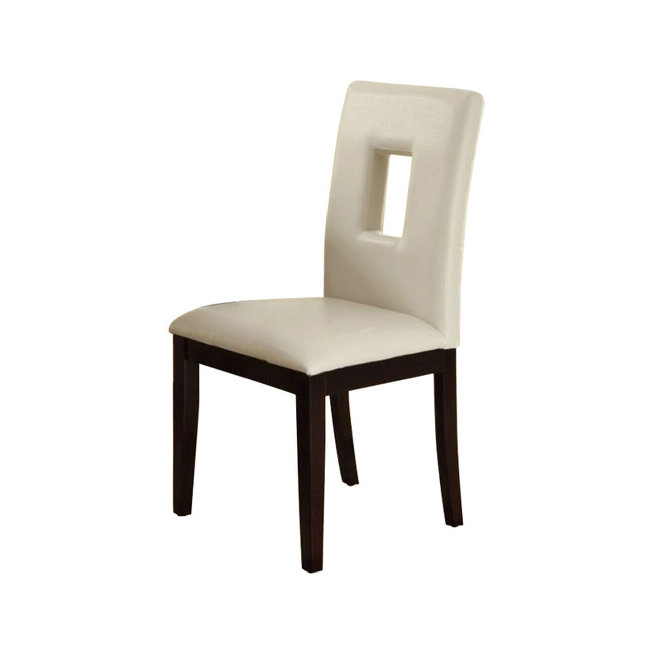 Pine Wood Dining Chairs, Set Of 2, White And Brown