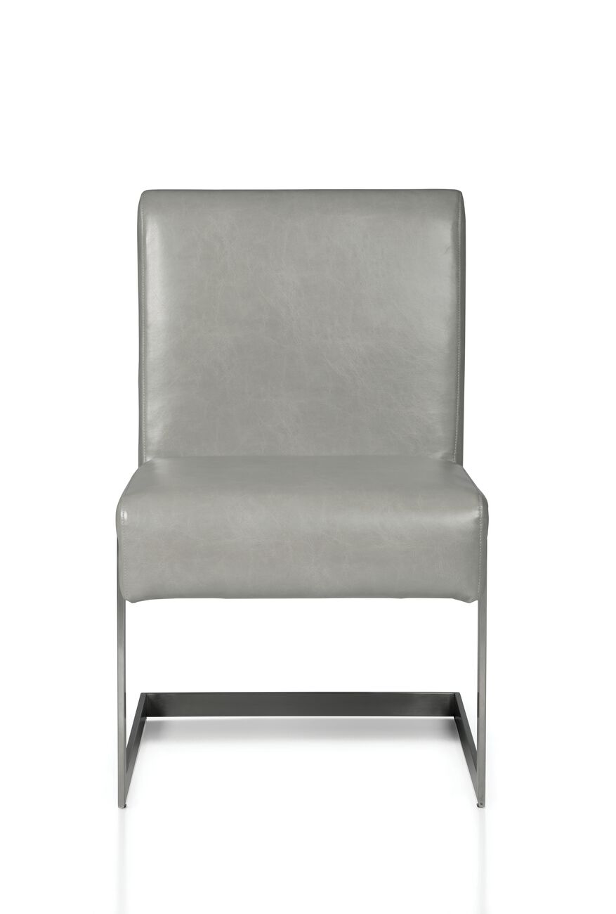 Leatherette Upholstered with Dining Chair with Cantilever Base, Gray