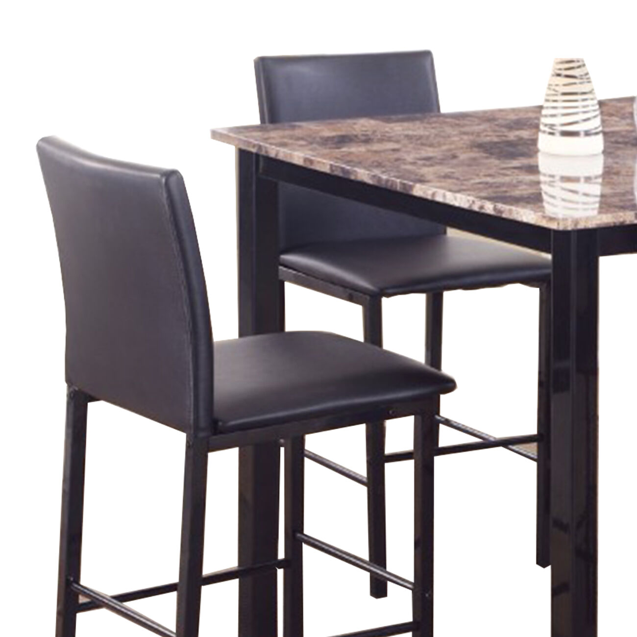 5-Piece Counter Height Dinette, Black/Brown