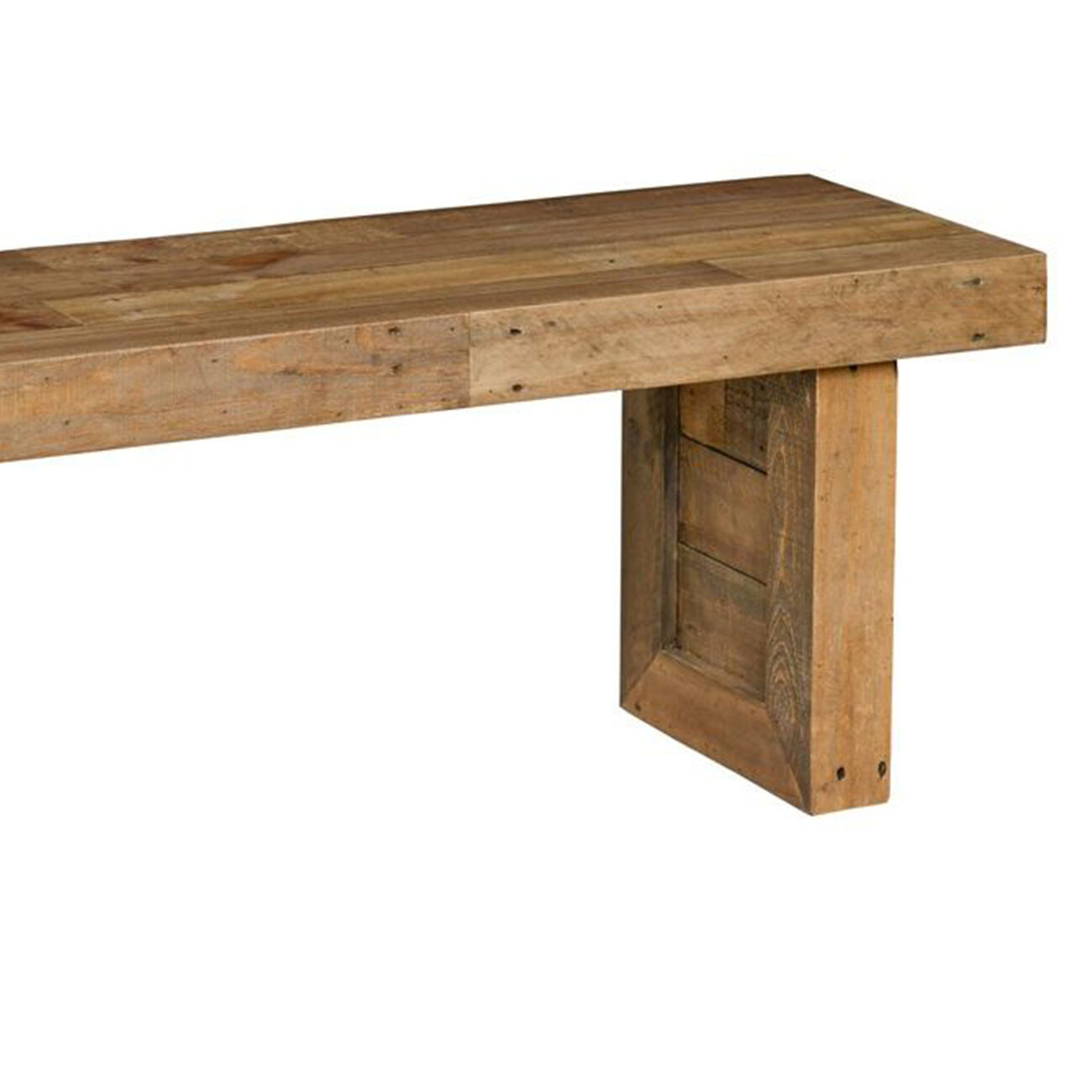 Rectangular Reclaimed Wood Frame Bench with Sled Base, Brown