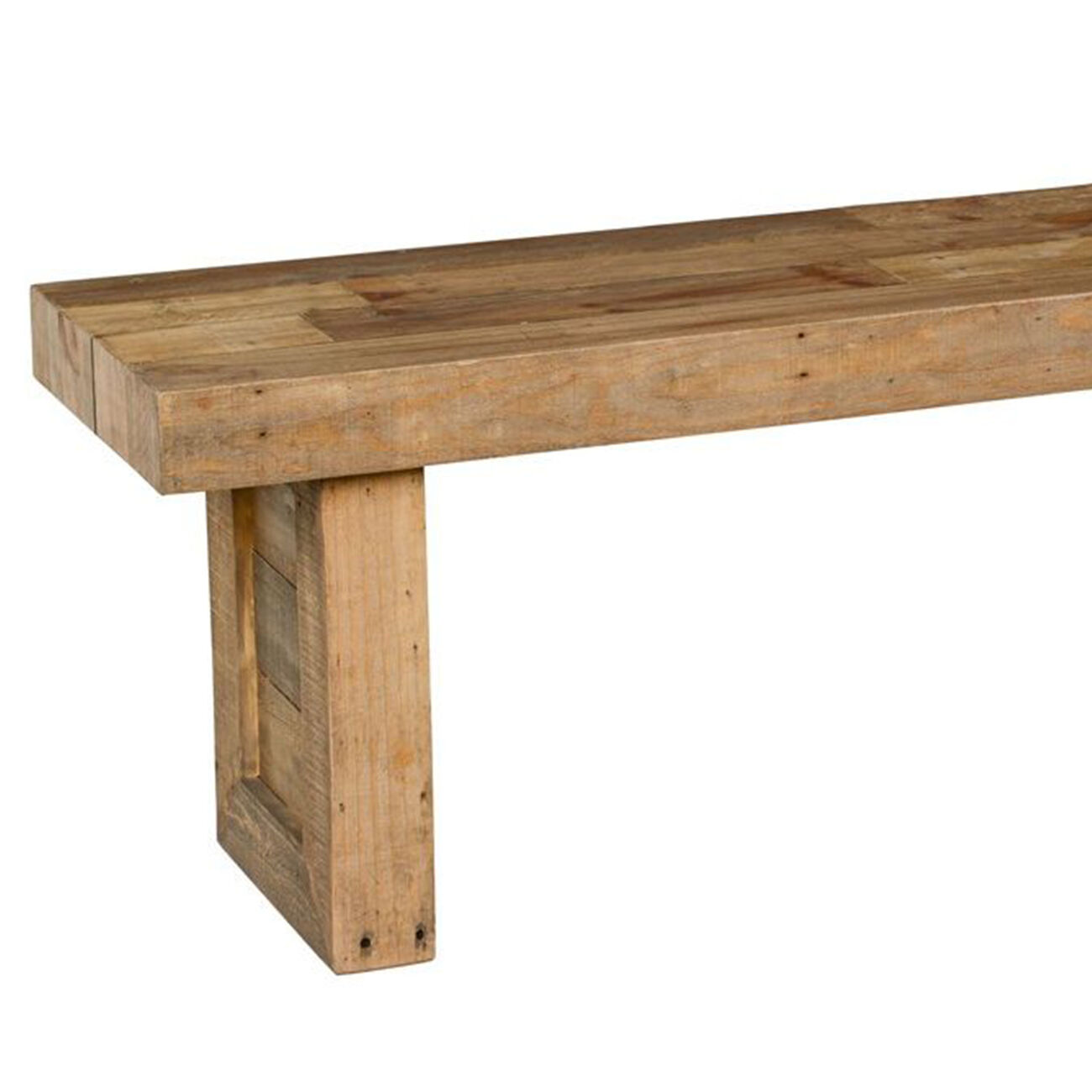 Rectangular Reclaimed Wood Frame Bench with Sled Base, Brown