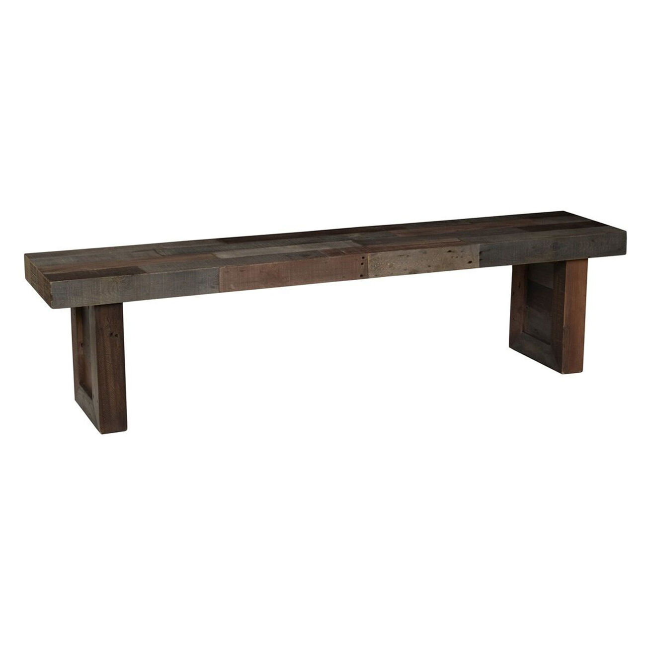 Rectangular Reclaimed Wood Bench with Sled Base, Distressed Gray