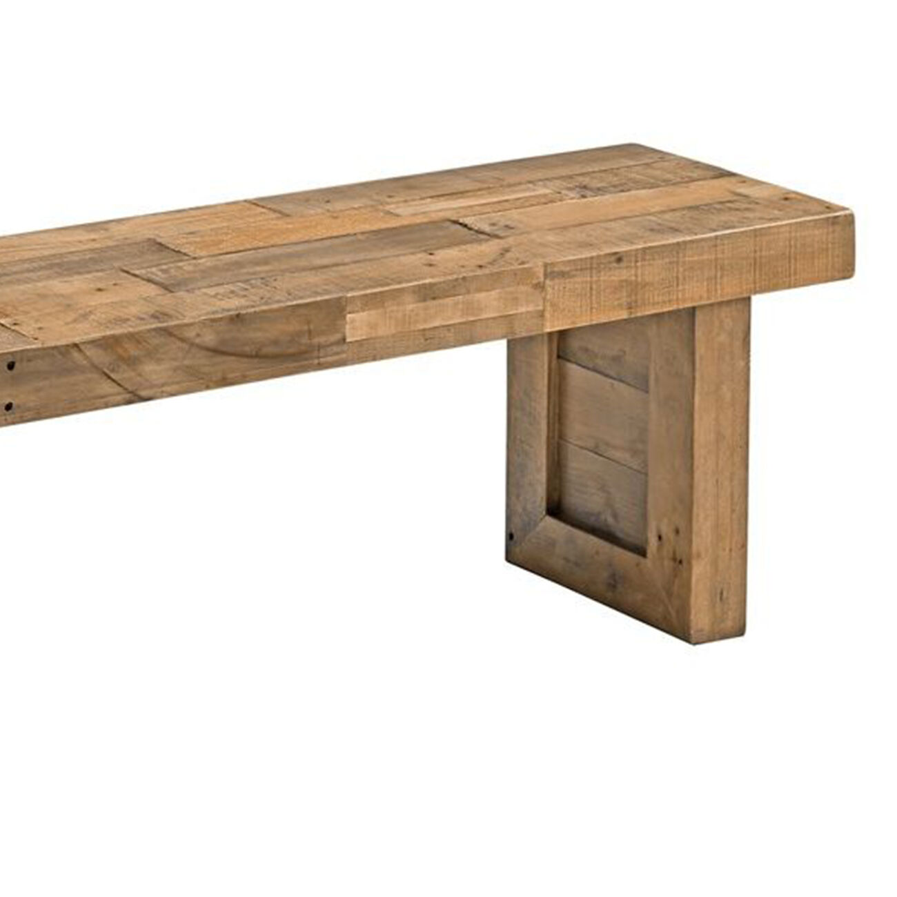 Rectangular Reclaimed Wood Bench with Sled Base, Distressed Brown