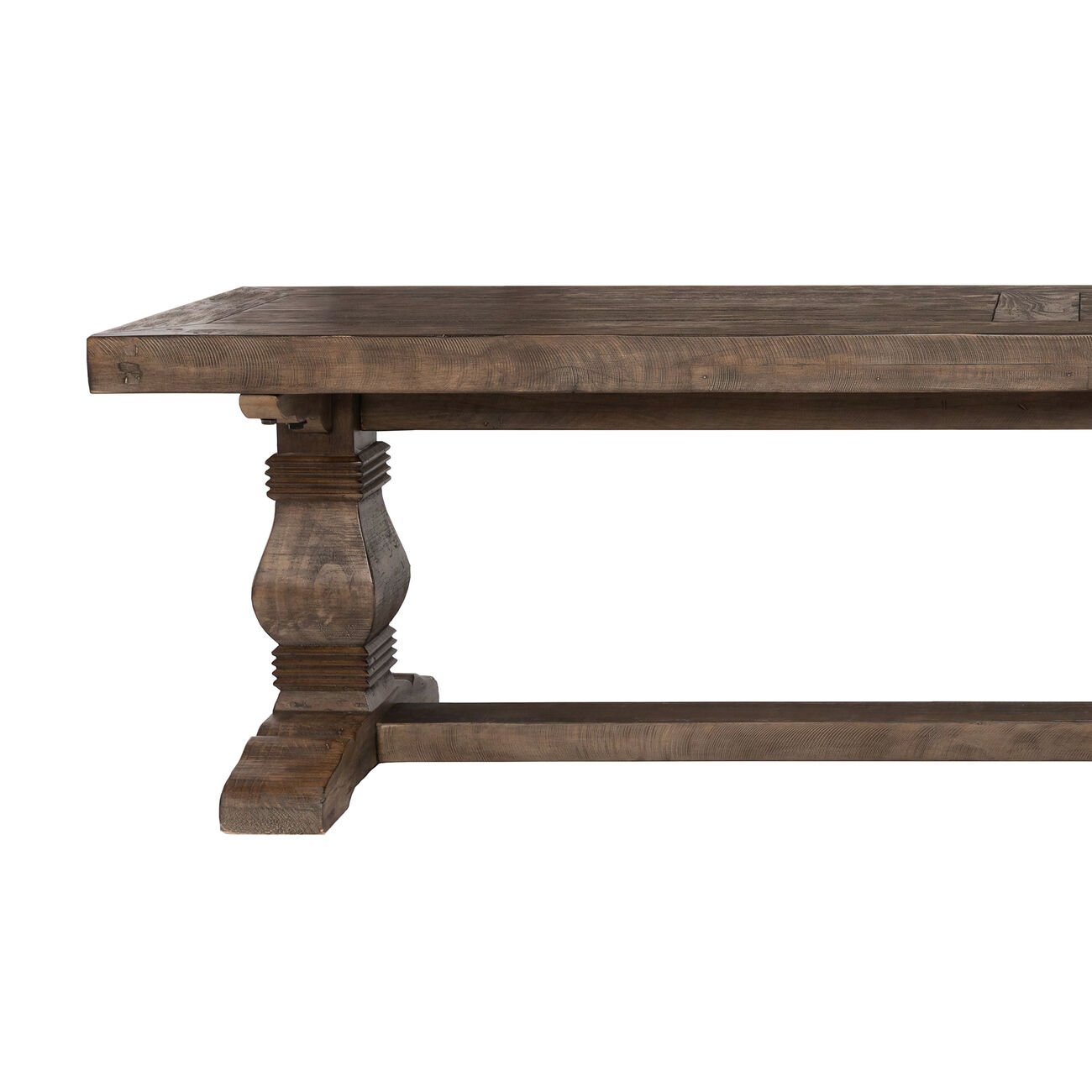 66 Inch Plank Top Wooden Bench with Pedestal Base, Brown