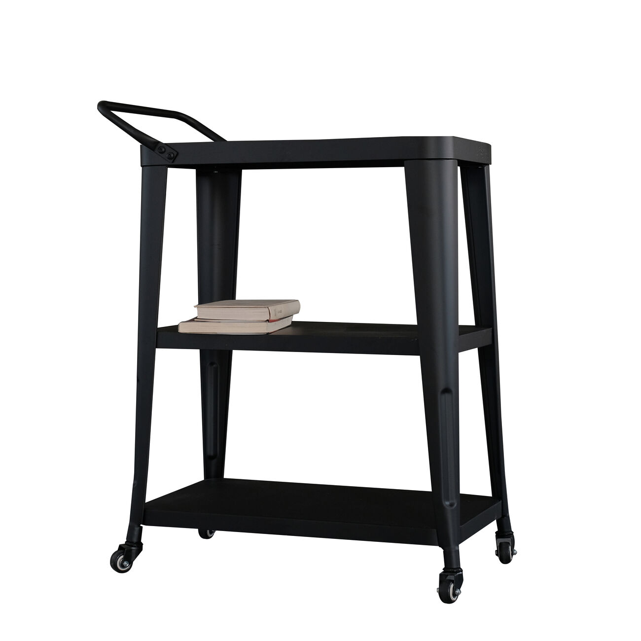 Industrial Style 3 Tier Metal Serving Cart with Casters, Black