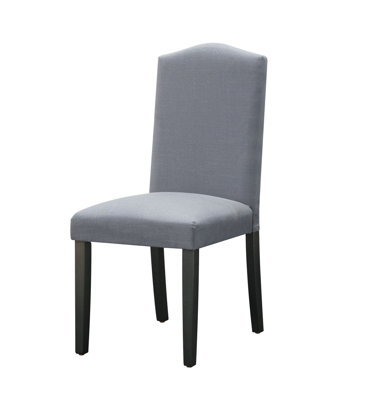 Fabric Upholstered Wooden Dining Chair with Scalloped Back, Set of 2, Gray