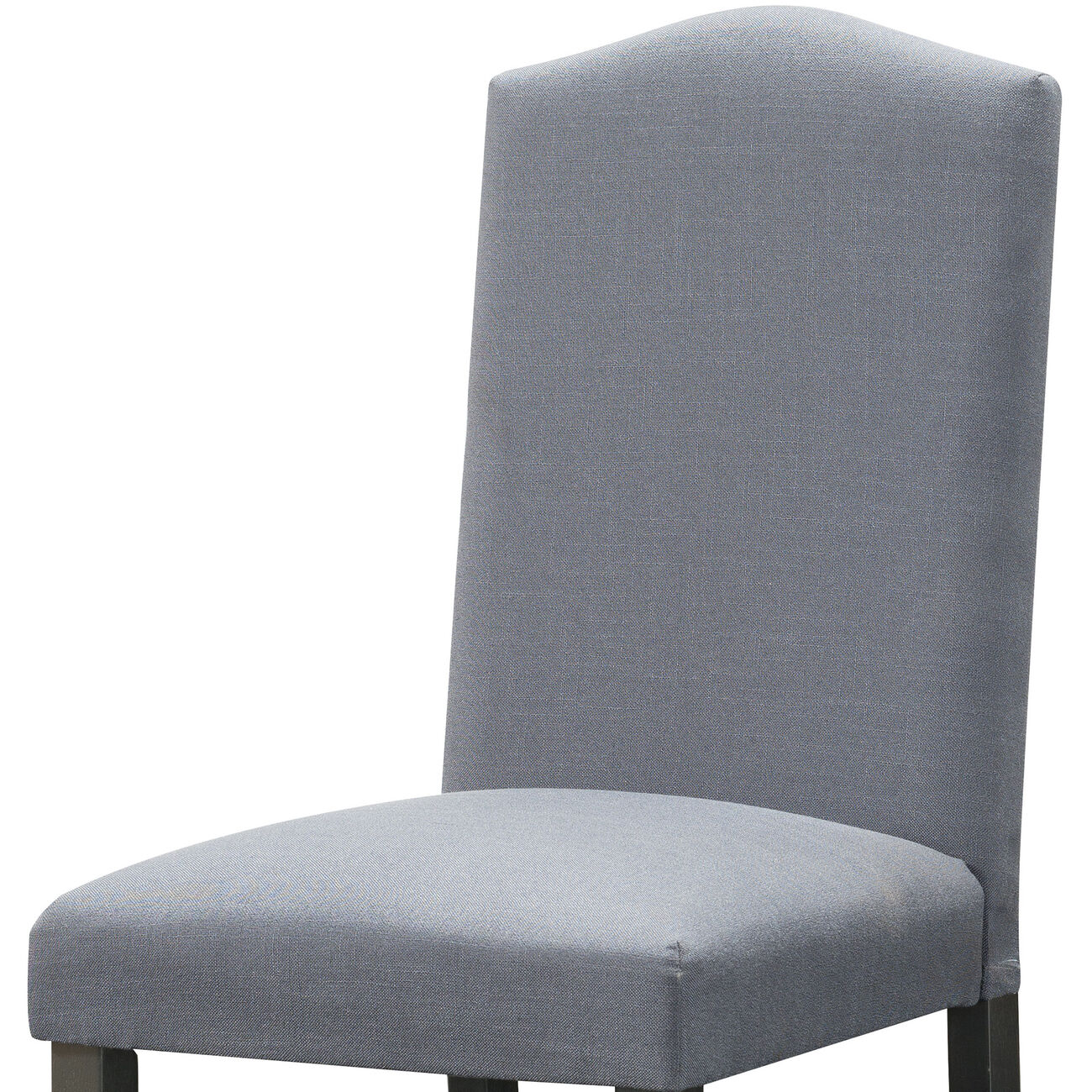 Fabric Upholstered Wooden Dining Chair with Scalloped Back, Set of 2, Gray