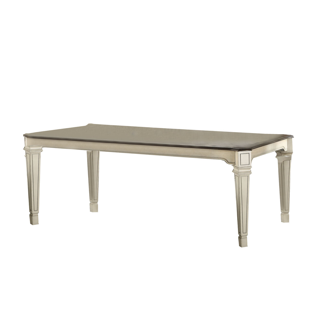 Farmhouse Extendable Dining Table with Geometric Tapered Legs,Antique White