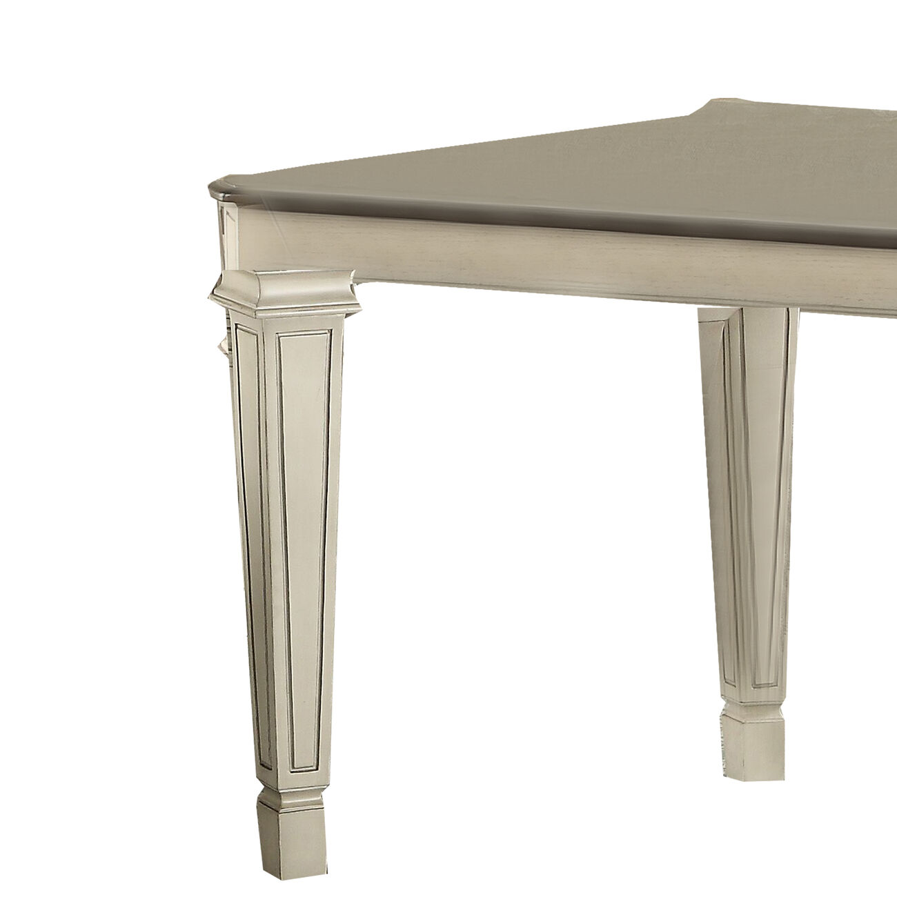 Farmhouse Extendable Dining Table with Geometric Tapered Legs,Antique White