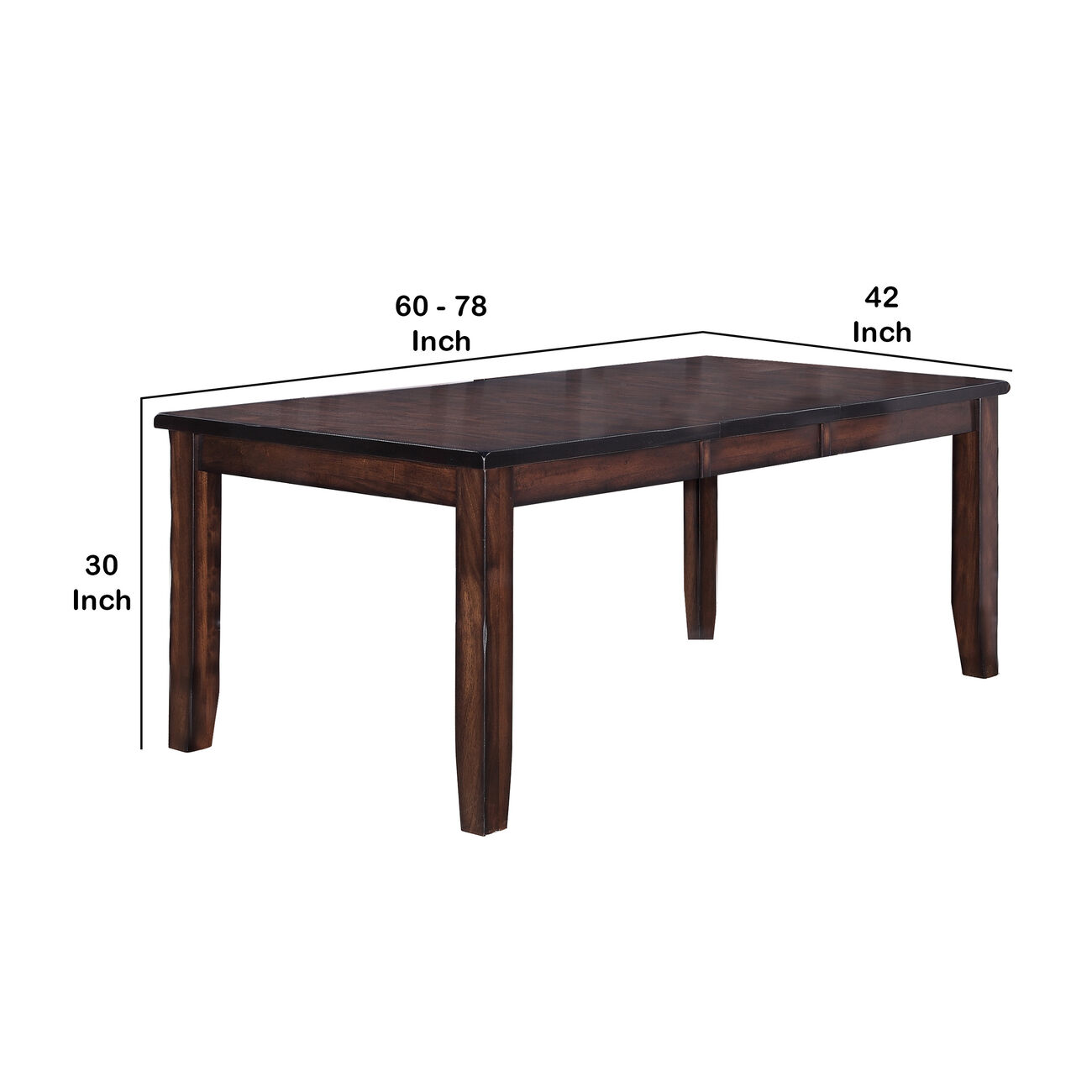 Rectangular Extendable Wooden Dining Table with Block Legs, Brown