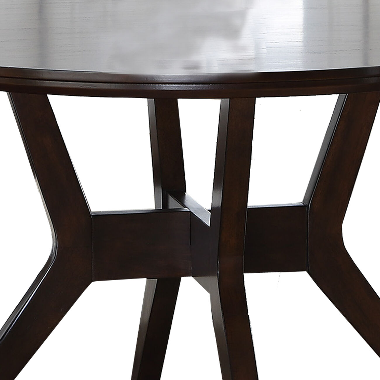 Wooden Round Dining Table with Intersected X Shape Base, Brown