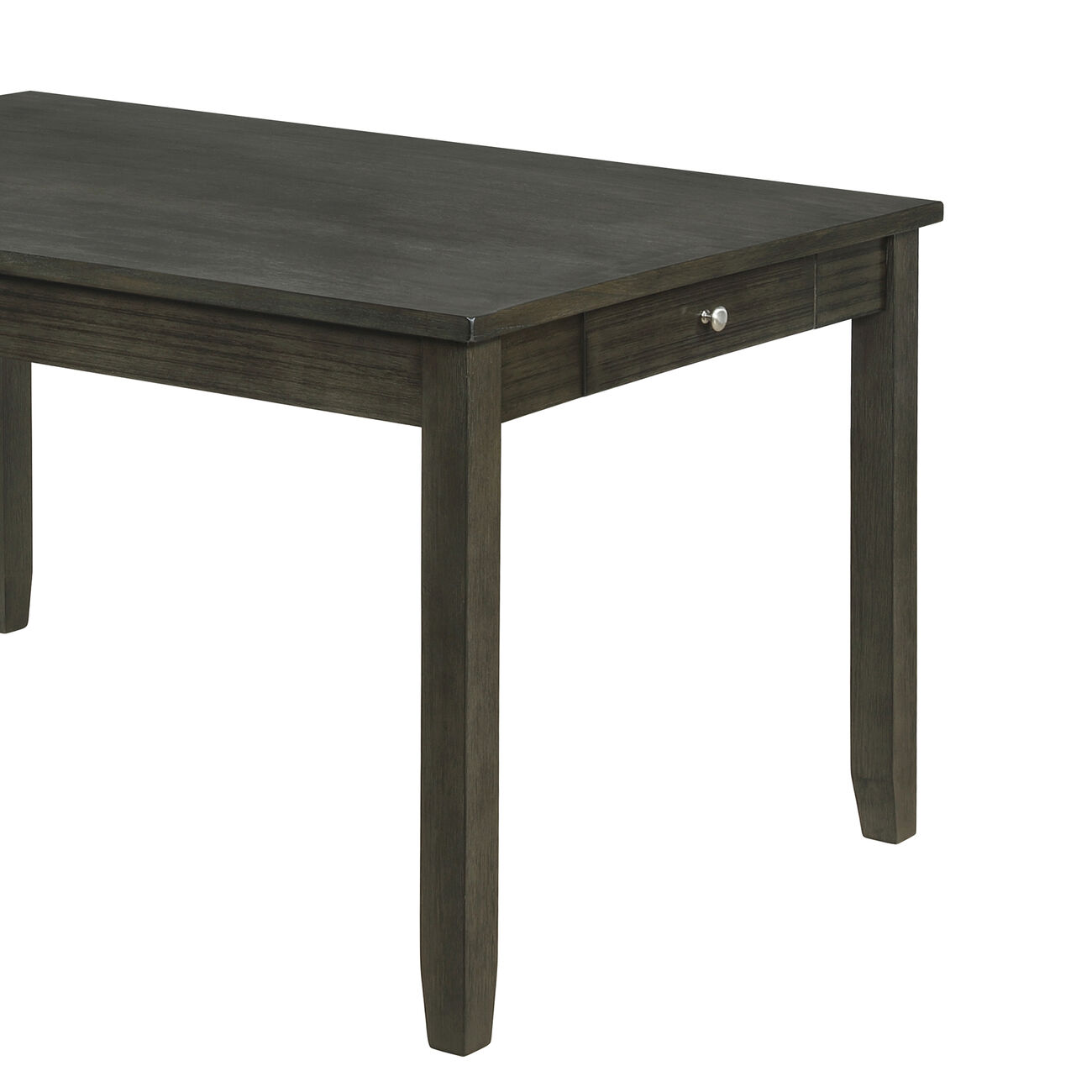 Wooden Dining Table with Side Drawer and Chamfered Feet, Gray - BM215355