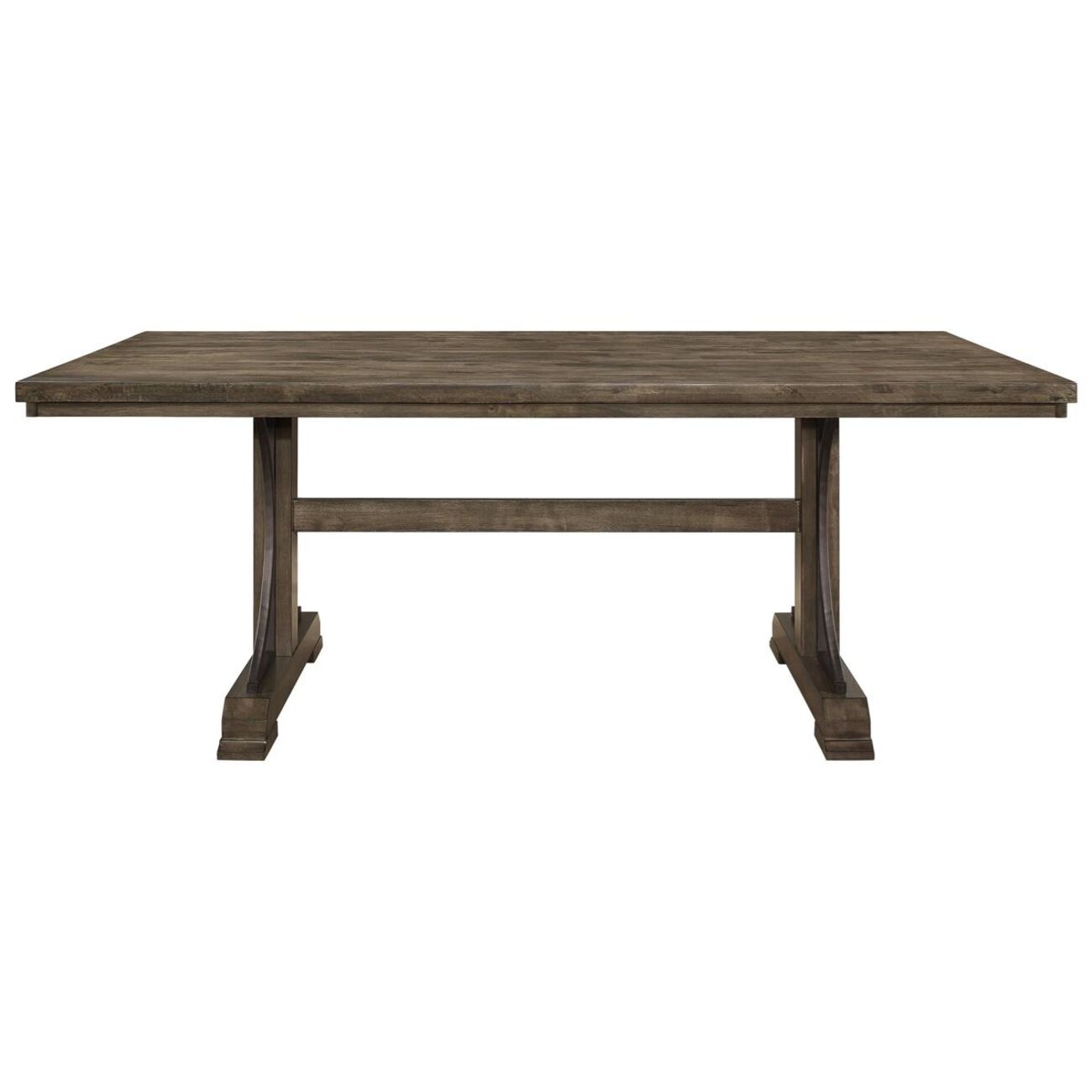 Wooden Dining Table with Trestle Base and Plank Design, Brown