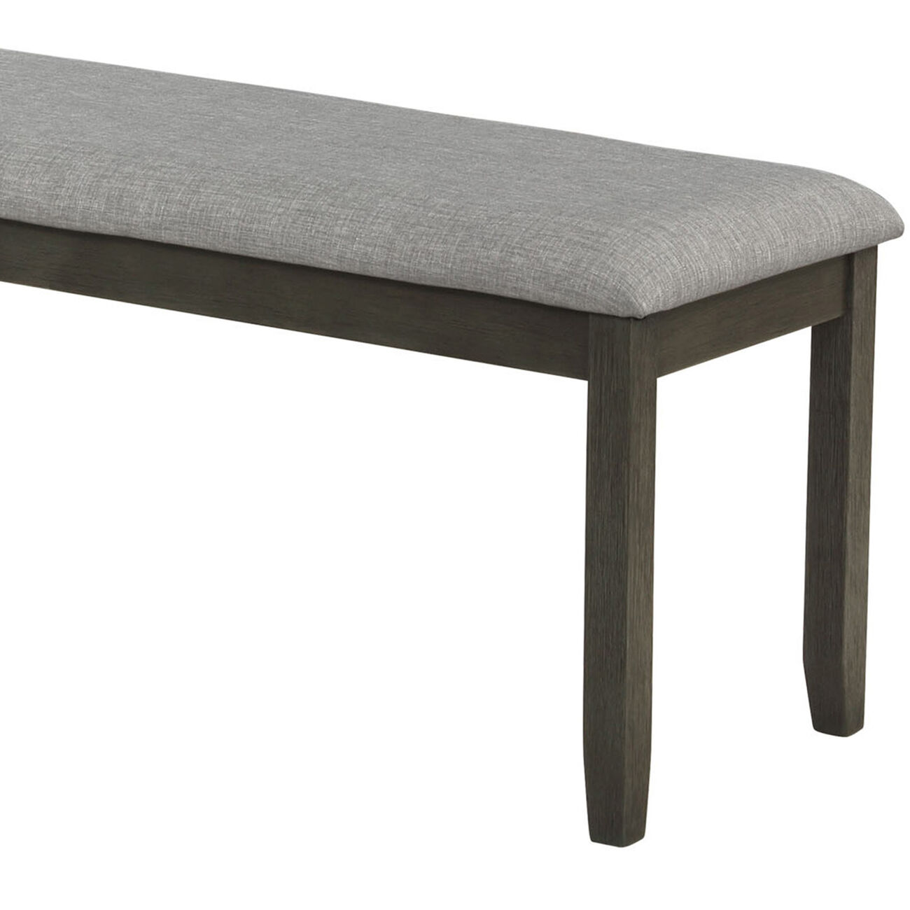 Wooden Bench with Fabric Upholstered Seat and Chamfered Legs, Gray - BM215420