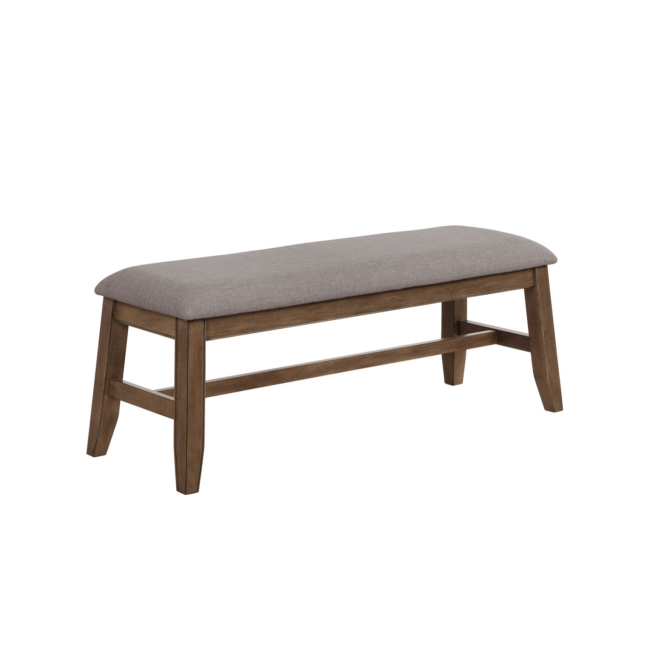 Wooden Bench with Fabric Upholstered Seat and Angled Legs, Brown and Gray - BM215445