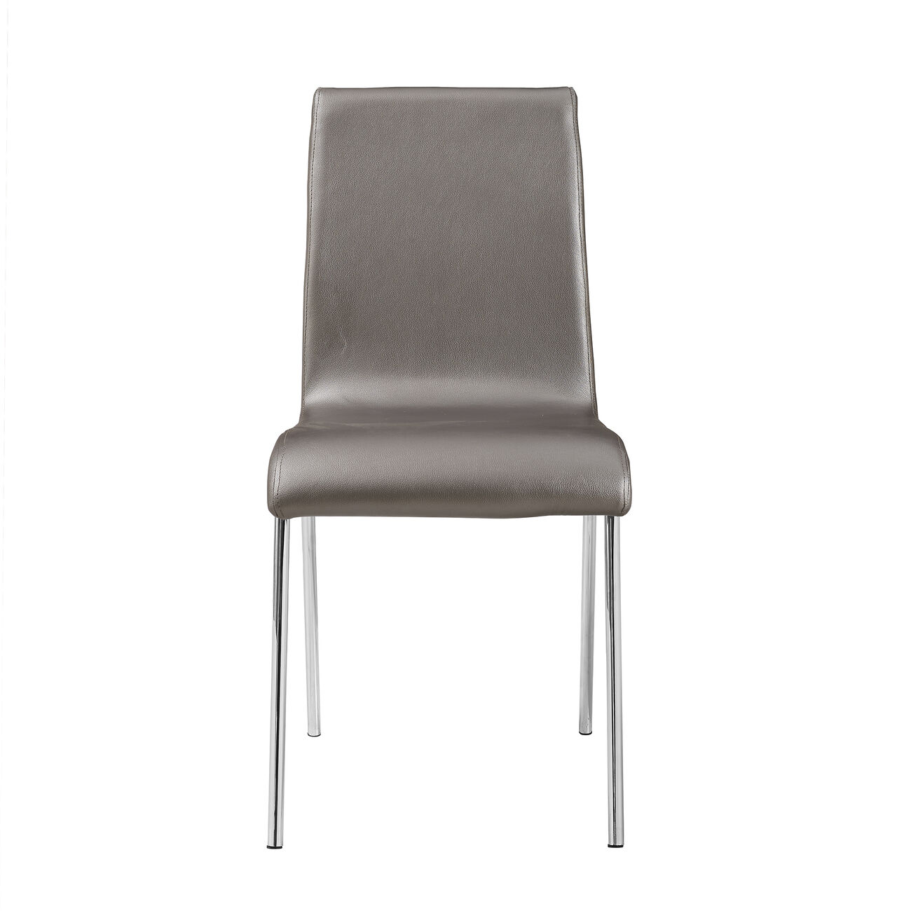 Metal Frame Dining Chair with Leatherette Seating,Set of 4,Brown and Silver