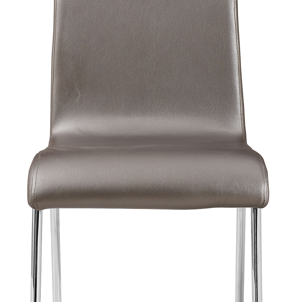 Metal Frame Dining Chair with Leatherette Seating,Set of 4,Brown and Silver
