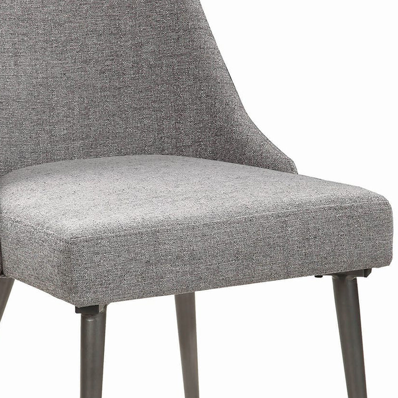 Textured Fabric Upholstered Metal Frame Dining Chair, Set of 2, Gray