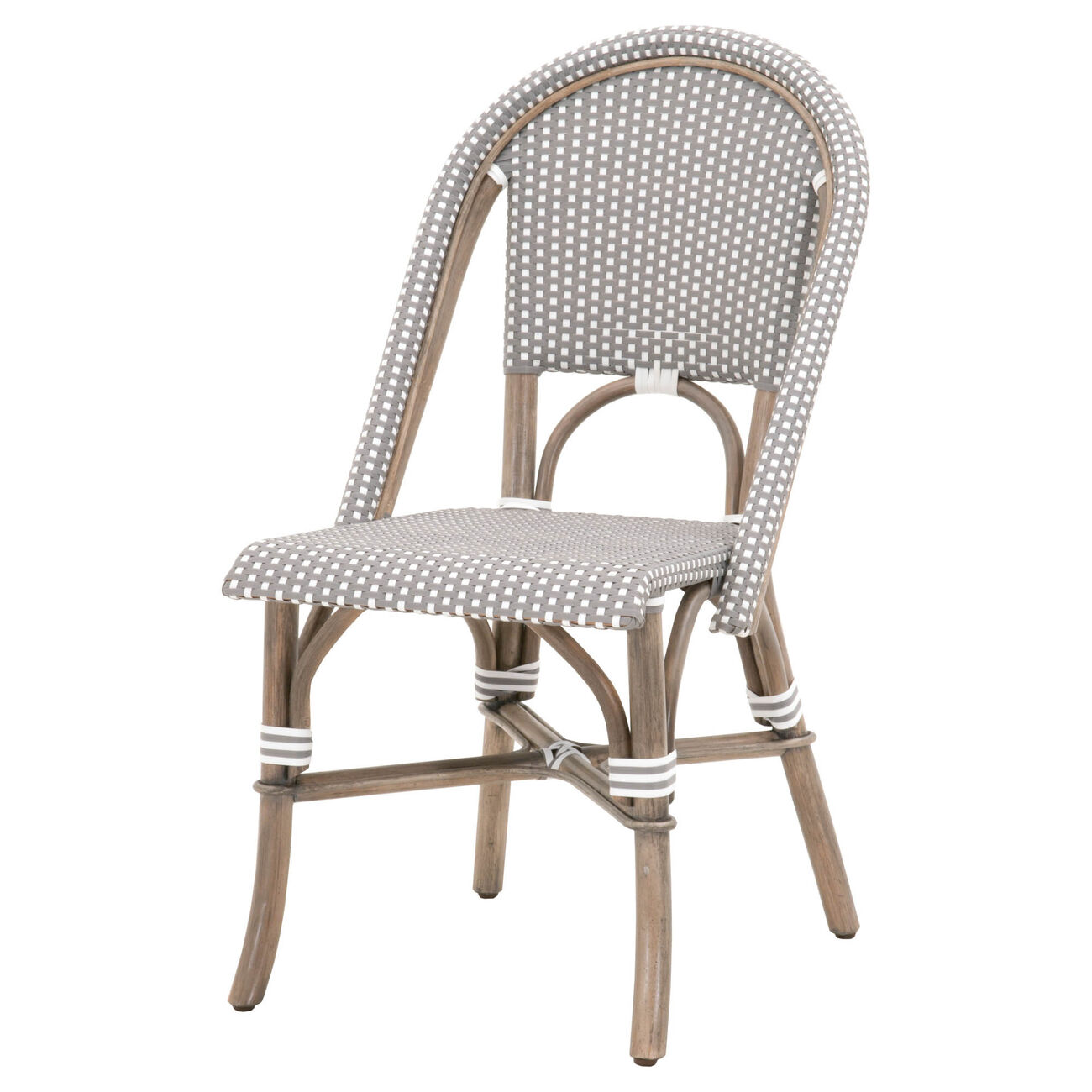 Rattan Dining Chair with Woven Back and Seat, Set of 2, Gray and White