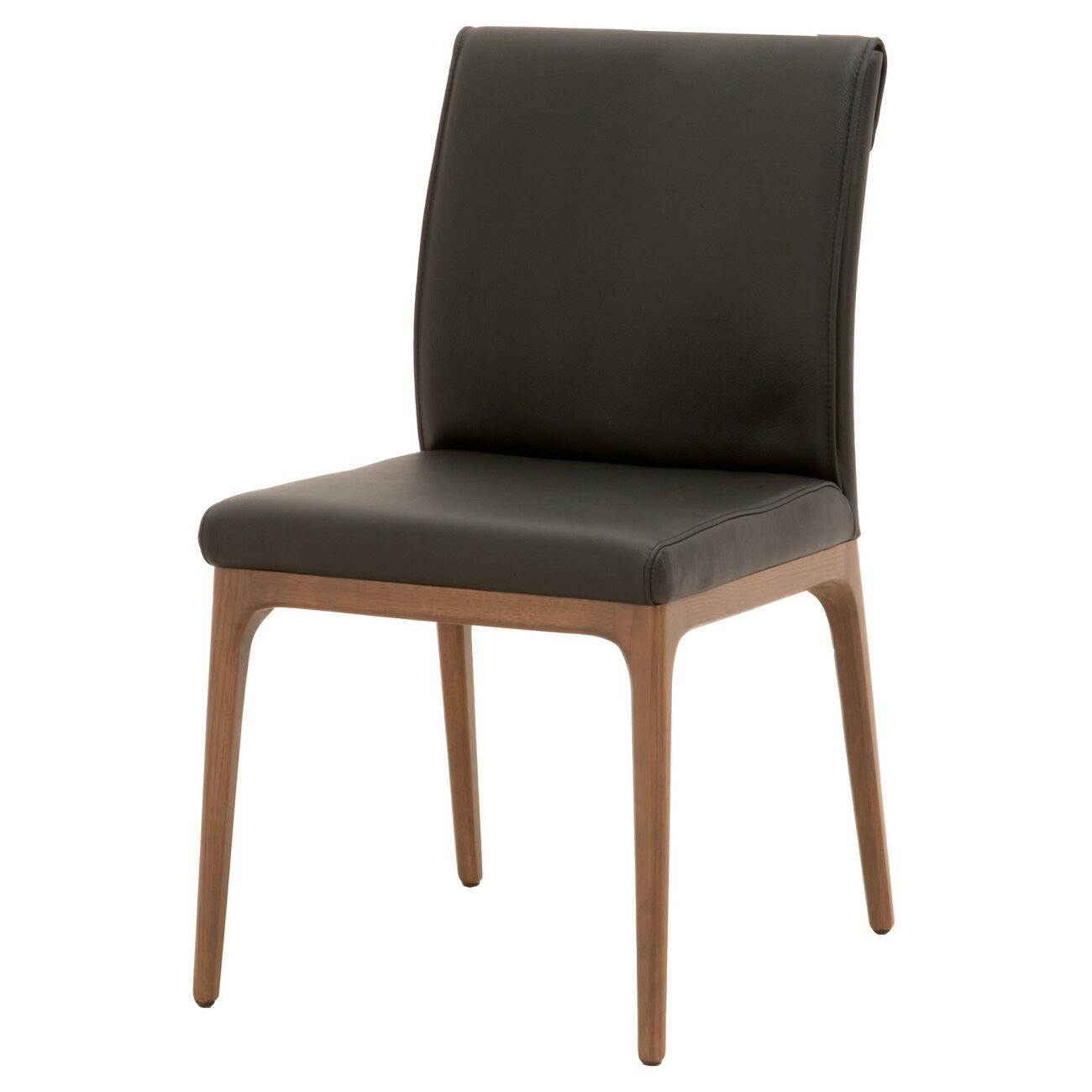Leatherette Dining Chair with Sleigh Stitched Back,Set of 2, Sable Brown