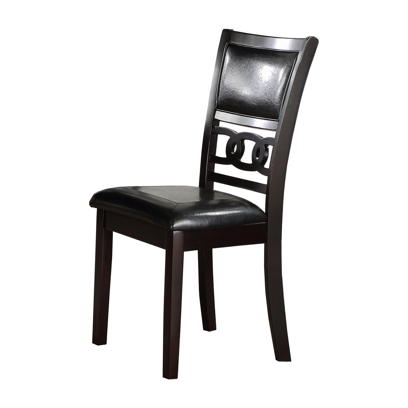 Leatherette Dining Chair with Curved Lattice Back, Set of 2, Black