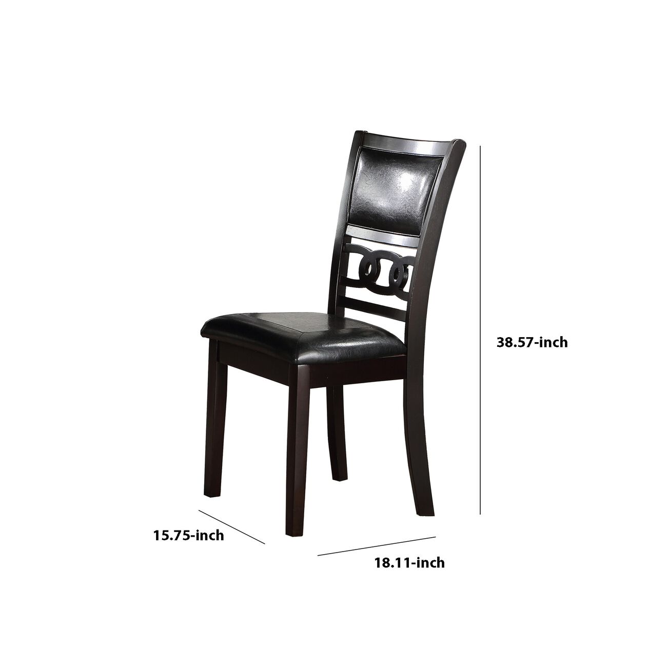 Leatherette Dining Chair with Curved Lattice Back, Set of 2, Black