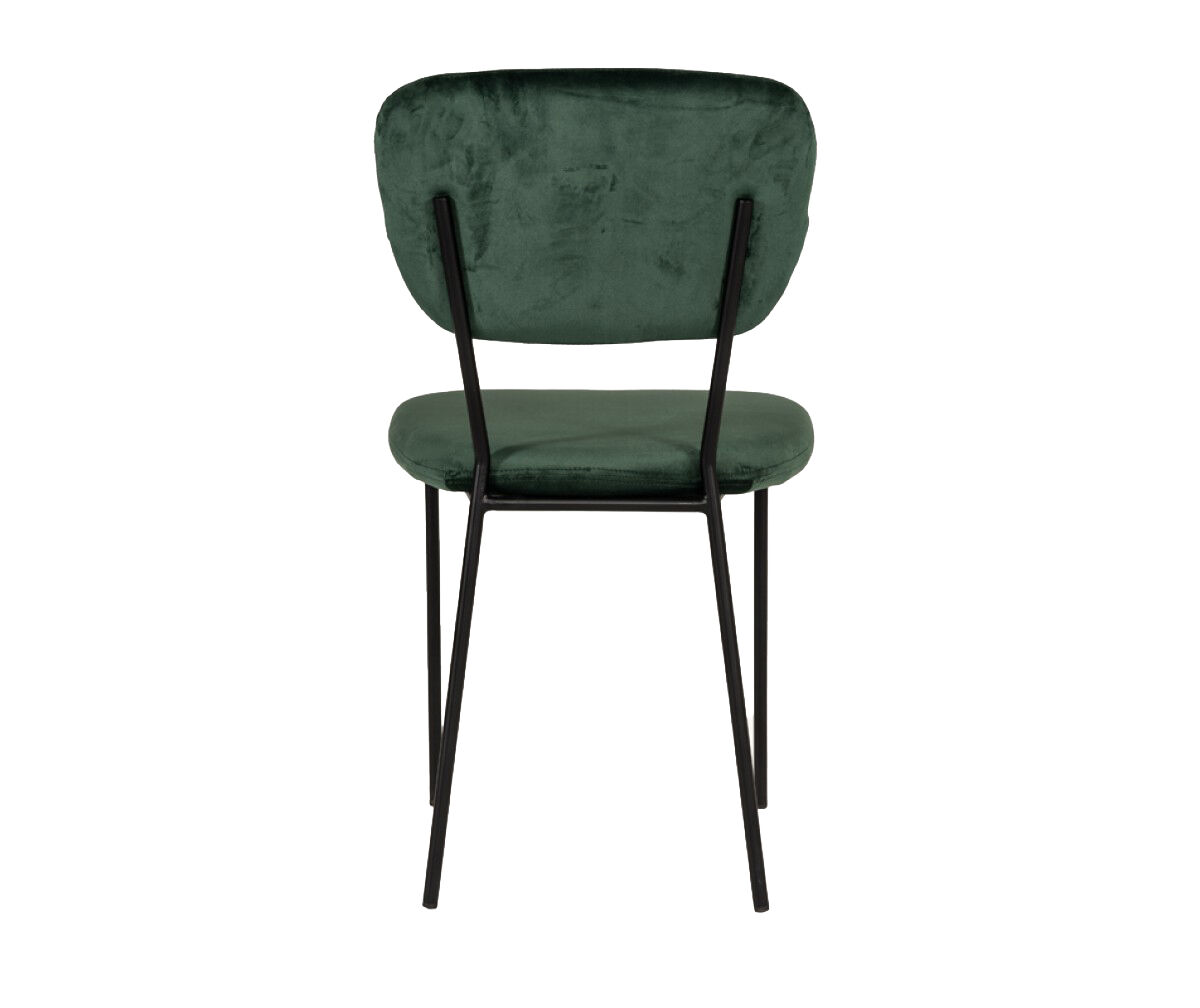 Fabric Curved Back Dining Chair with Metal Tubular Legs, Set of 2, Green - BM219299