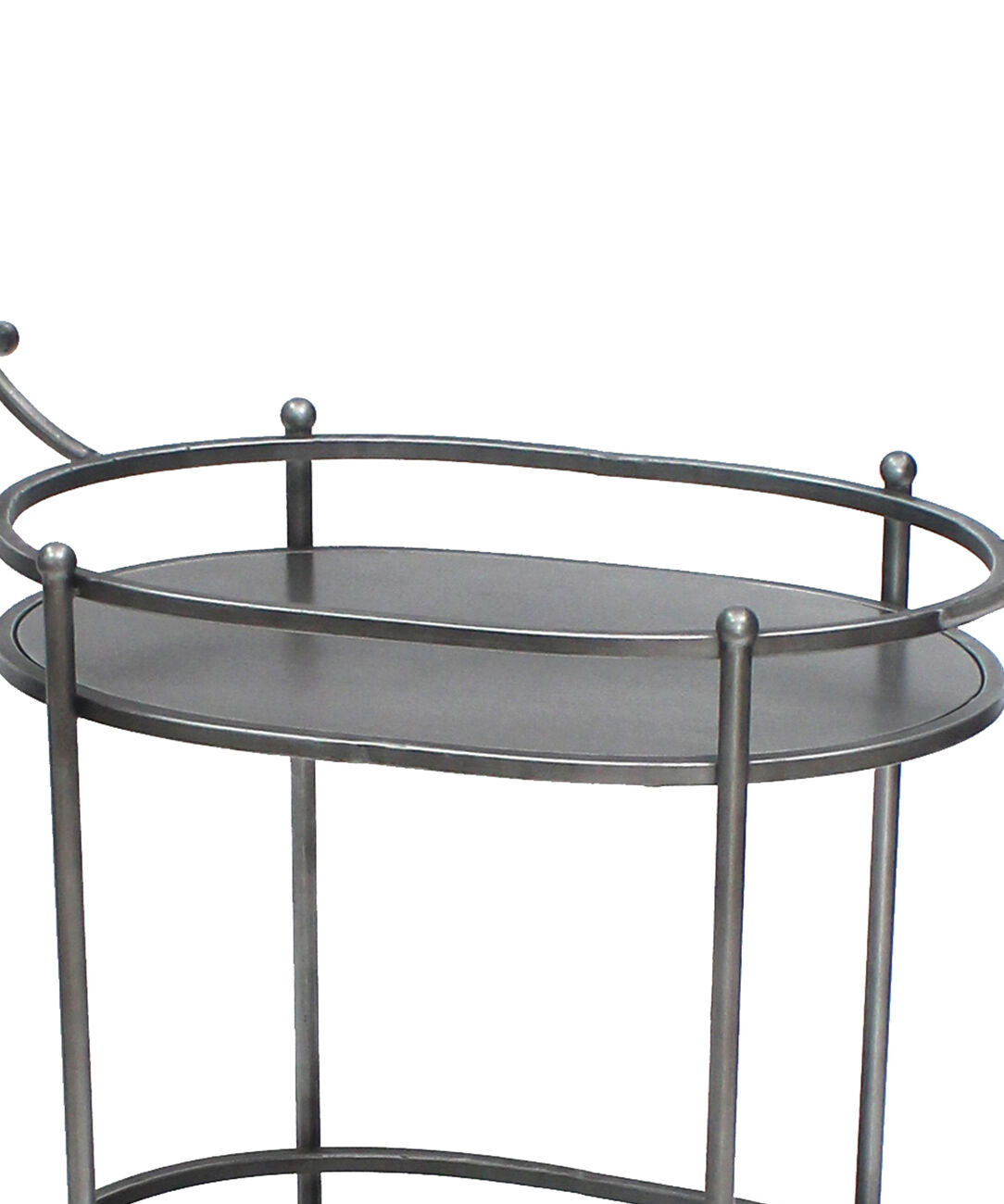 Oval Metal Frame Service Cart with Casters, Gray and Black