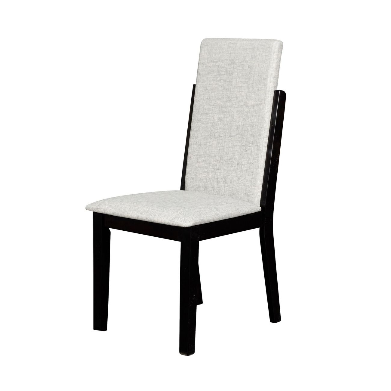 Elongated Back Wooden Dining Chair with Padded Seat, Set of 2, Gray