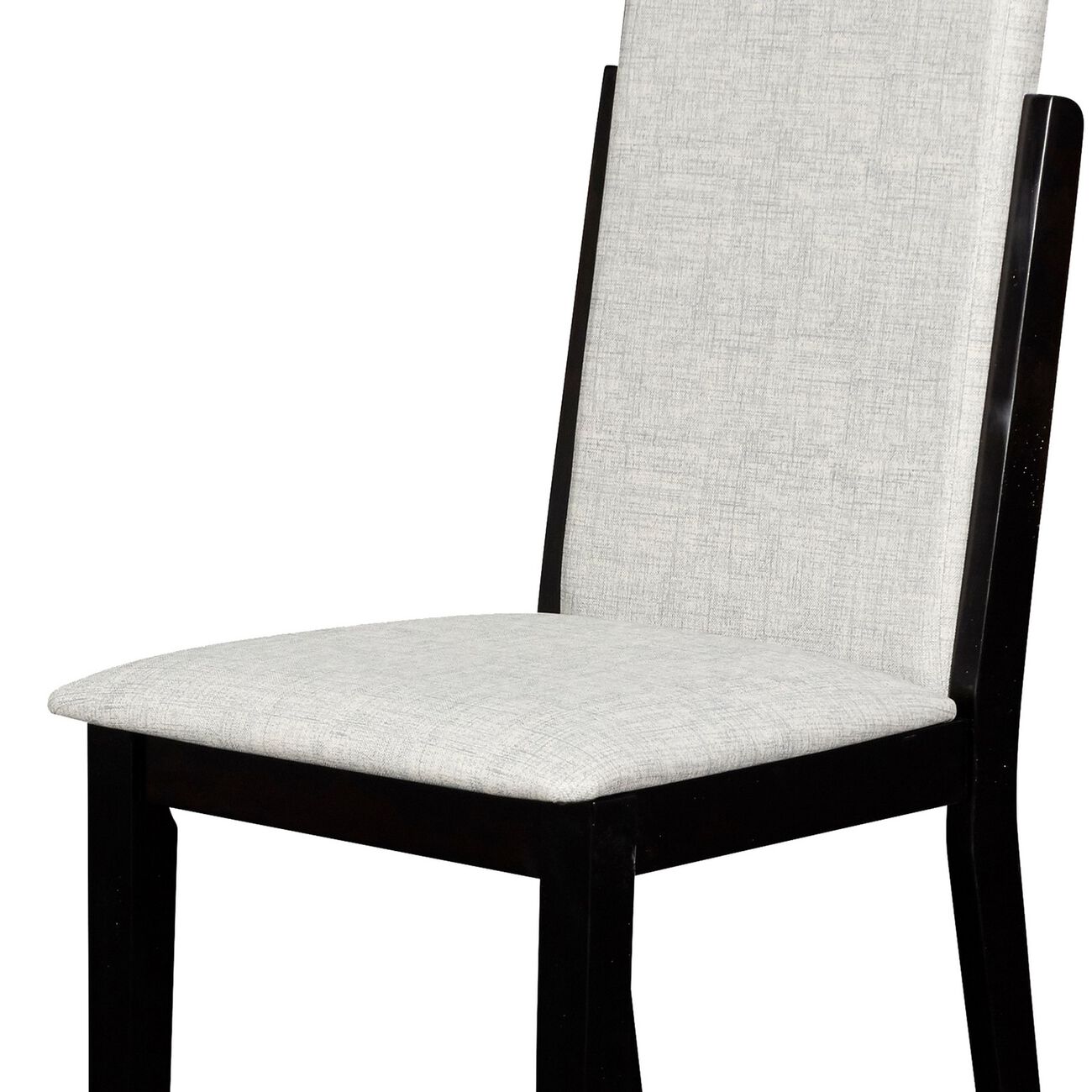 Elongated Back Wooden Dining Chair with Padded Seat, Set of 2, Gray