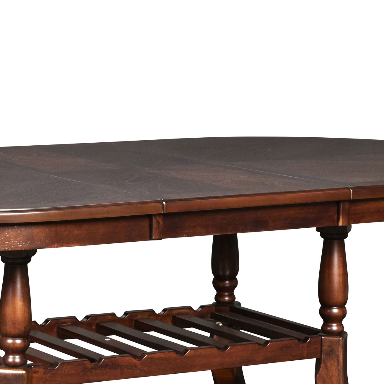 Wooden Oblong Top Extendable Dining Table with 2 Open Shelves, Brown