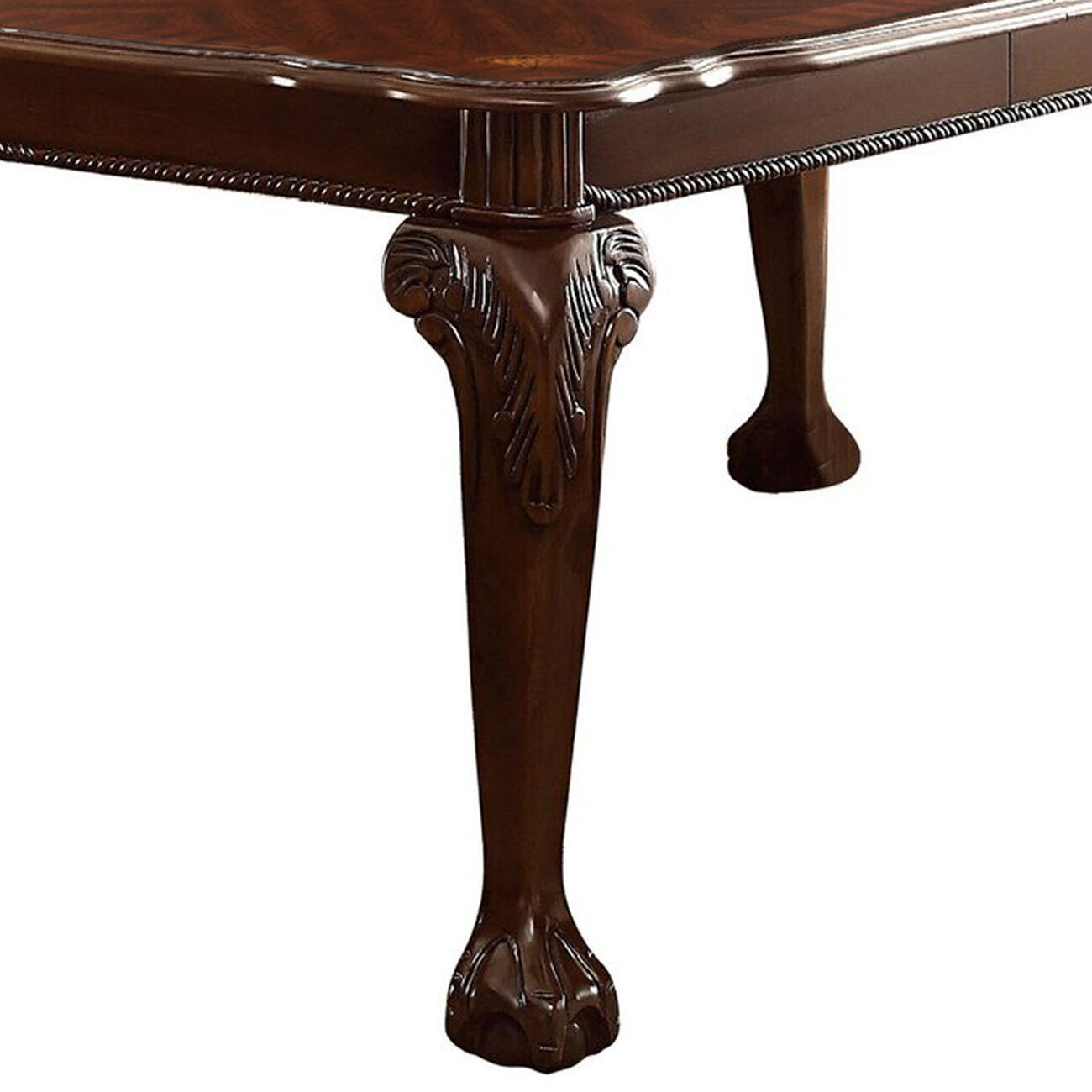 Wooden Extendable Leaf Dining Table with Cabriole Legs, Dark Brown