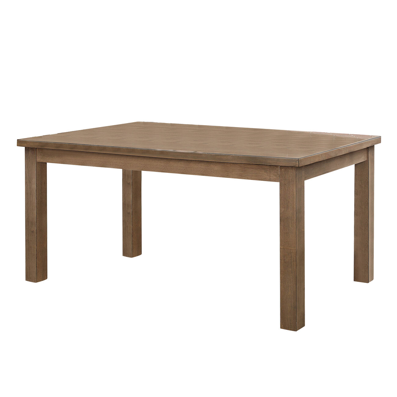 Transitional Wooden Dining Table with Grain Details and Block legs, Brown