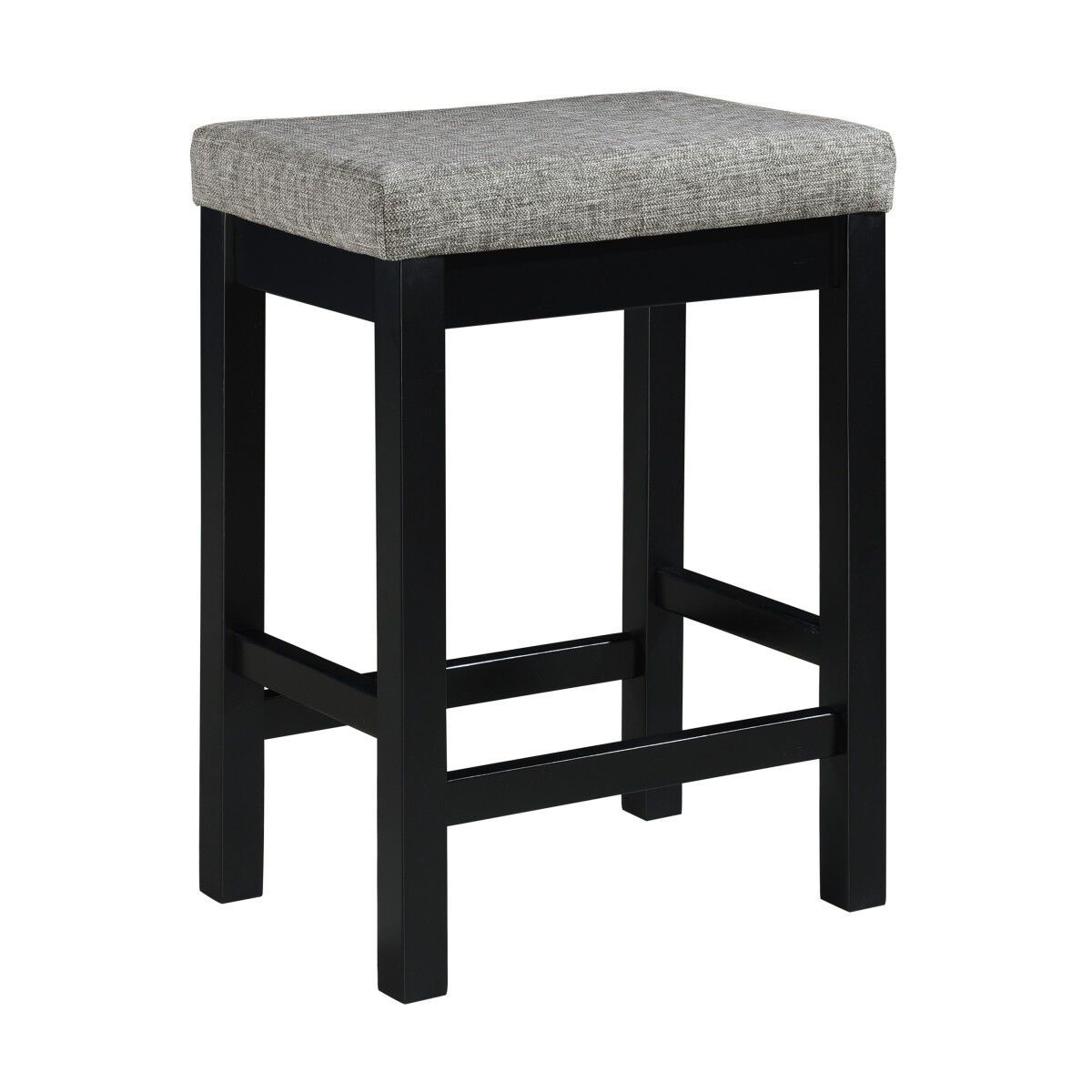 1 Drawer Counter Height Table with Backless Stools,Set of 4, Black and Gray