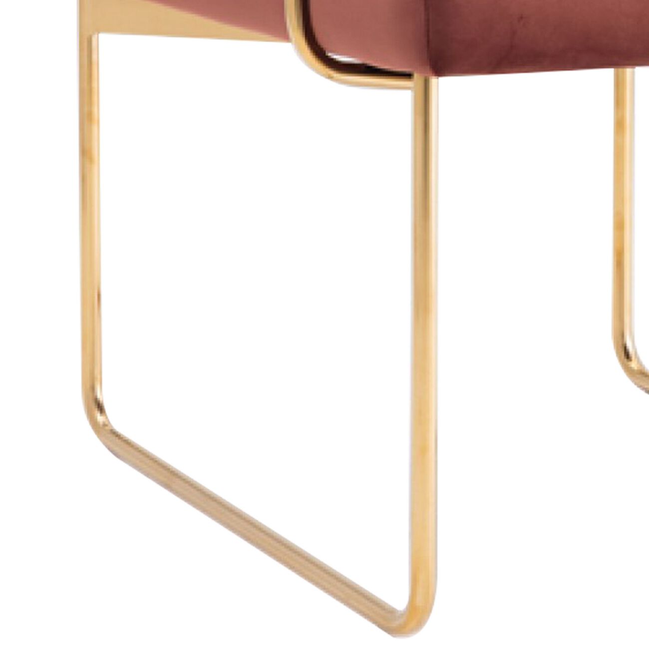 Fabric Upholstered Dining Chair with Metal Sled Base, Gold and Copper