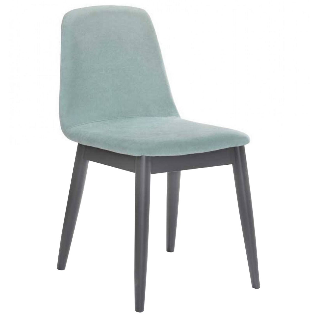 Fabric Upholstered Dining Chair with Round Legs, Set of 2, Blue and Gray