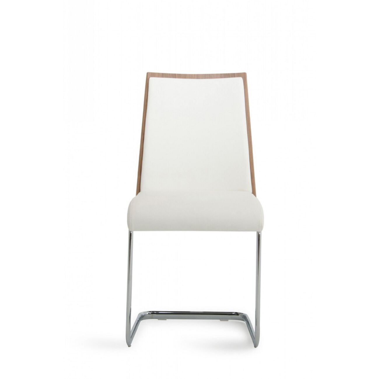 Leatherette Dining Chair with Cantilever Base, Set of 2, White and Brown