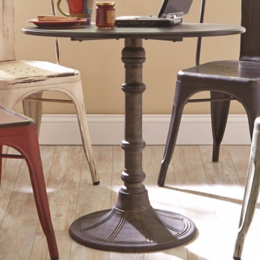 Round Transitional MDF and Metal Bistro Dining Table, Bronze