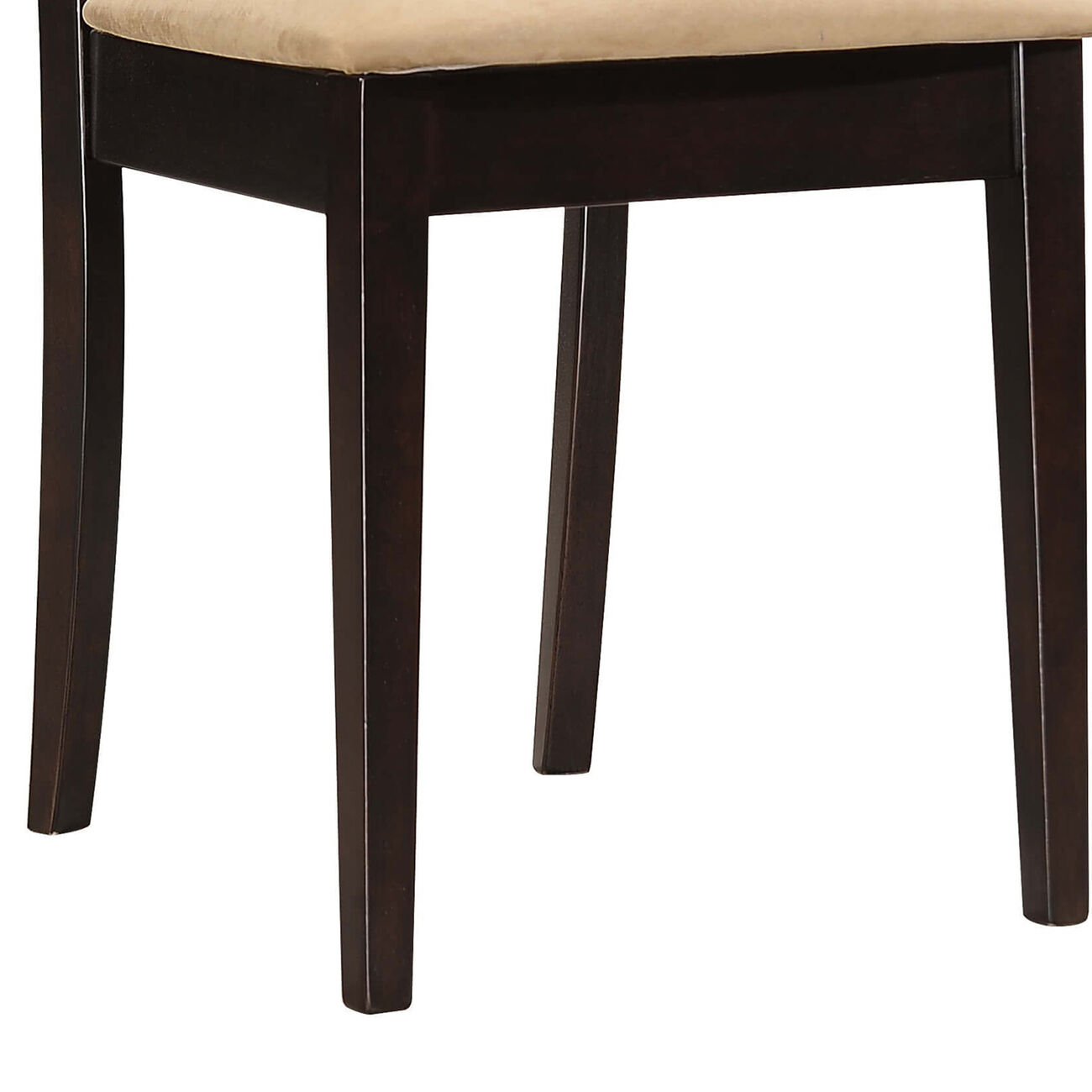 Geometric Wooden Dining Chair with Padded Seat, Set of 2, Brown and Beige